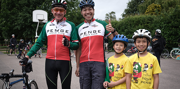 Two adults and two children at the Tour de Penge cycle ride